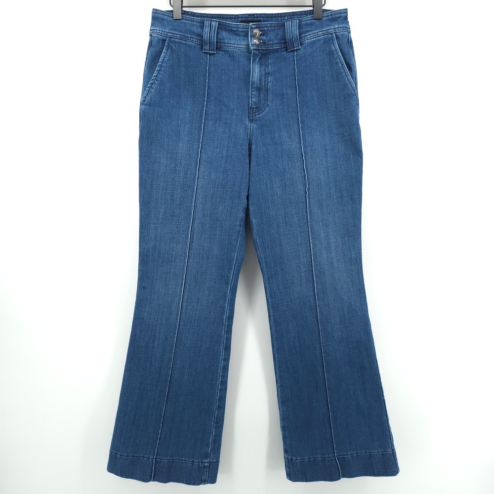 Talbots Flare Jeans Womens 10P Blue Lapis Wash Front Seam High Rise Denim